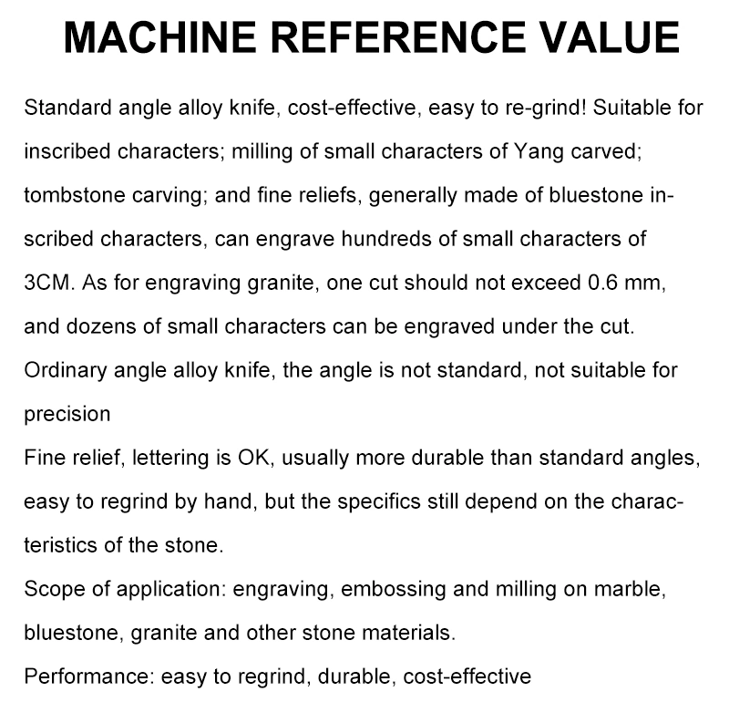 CNC Stone Milling Cutter Marble Blue Stone Carving Knife Ceramic Tile Drilling Alloy Lettering Engraving Machine Tool